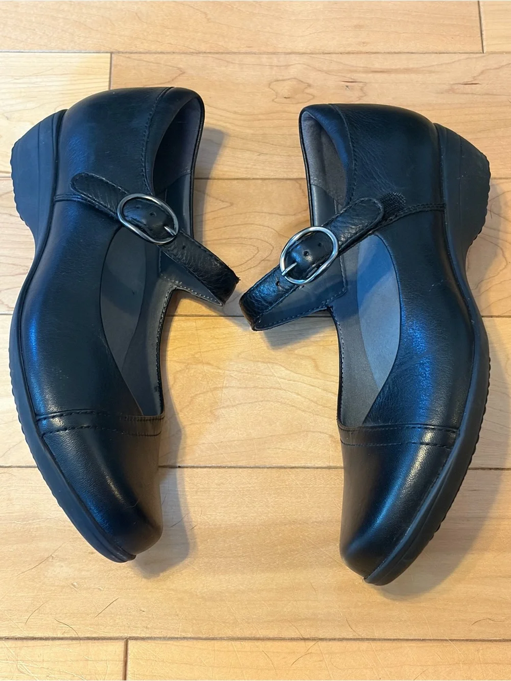 Dansko Fawna Black Leather Mary Jane Comfort Clogs size 36 - Picture 3 of 9